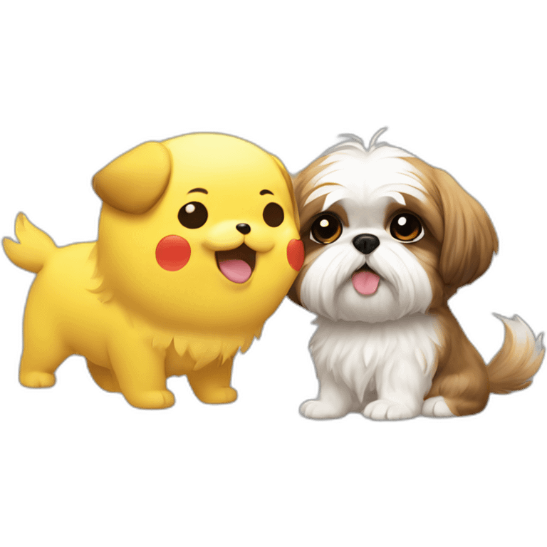 Shih Tzu talking with pikachu emoji