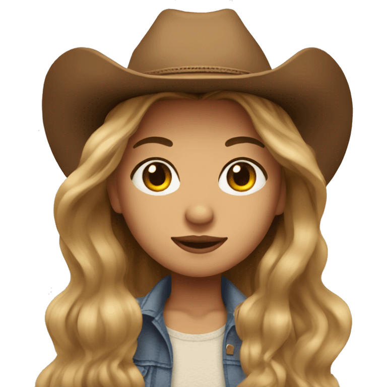 Girl with long light brown hair and cowboy hat with big lashes  emoji