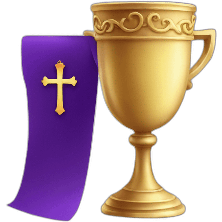 royal empty Christian cup for the winner with a cross on royal background emoji