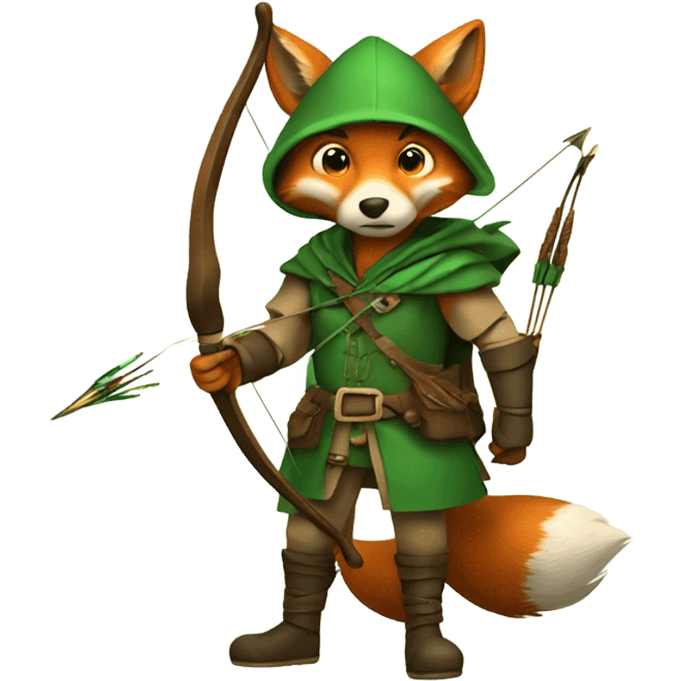 Fox Robin Hood with bow and arrow  emoji