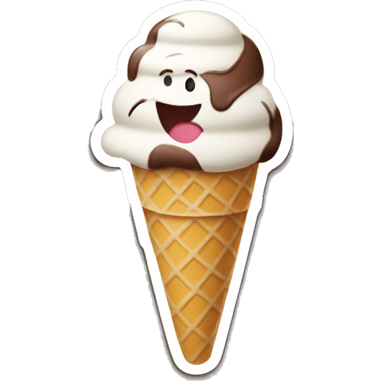 smiling ice-cream sticker emoji