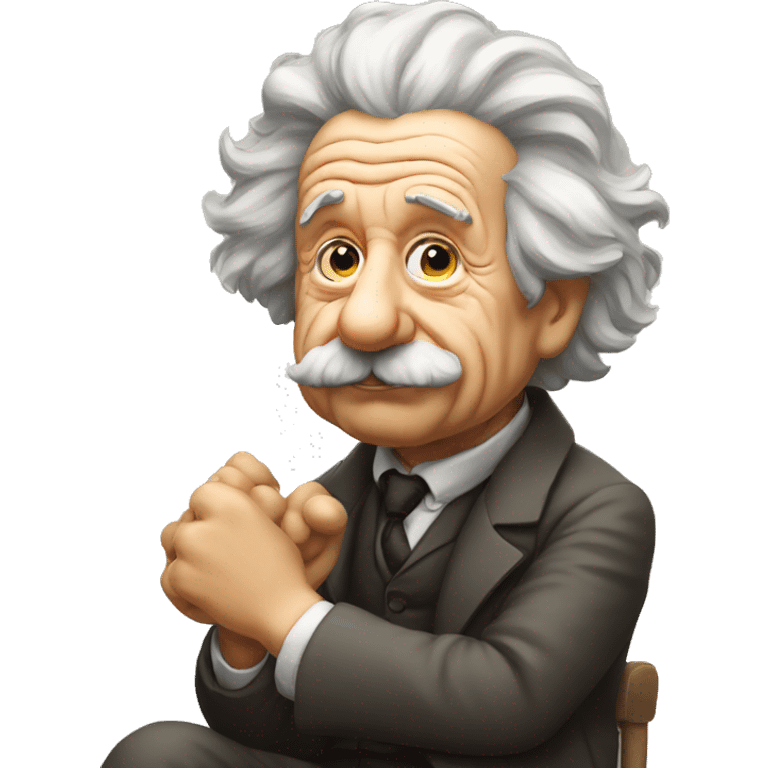 sitting albert einstein lean on hist fist emoji