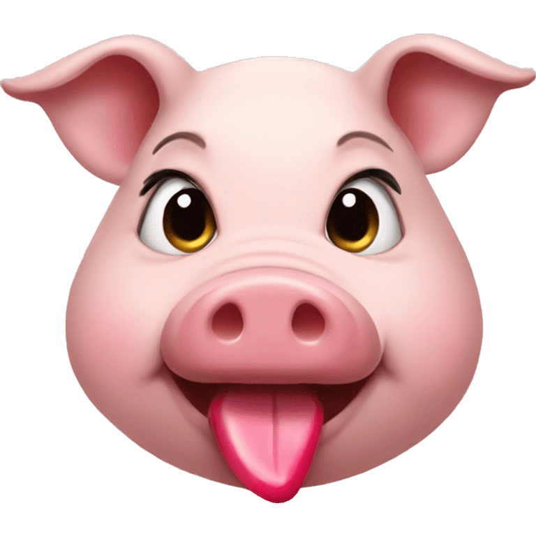 Pig wearing lipstick emoji