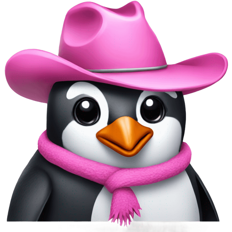 penguin with pink cowboy hat  emoji