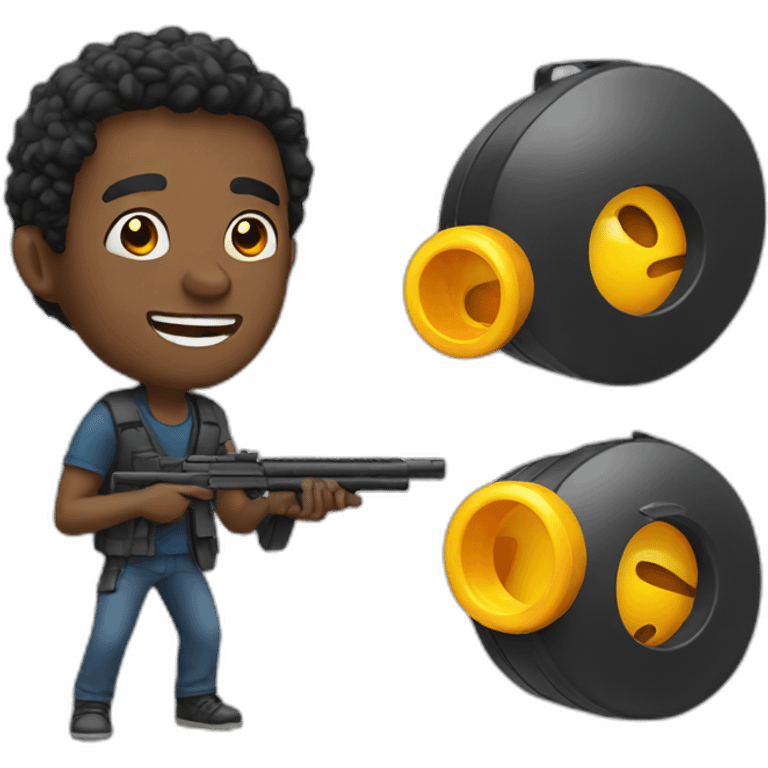 smiling black man helpfully shooting emoji