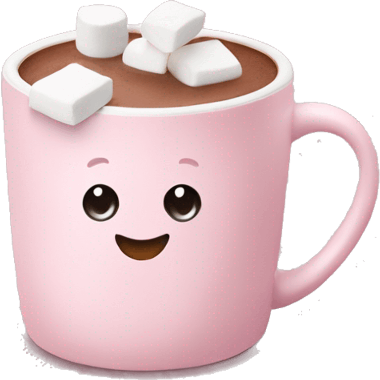 Light Pink mug of hot chocolate with marshmallows  emoji