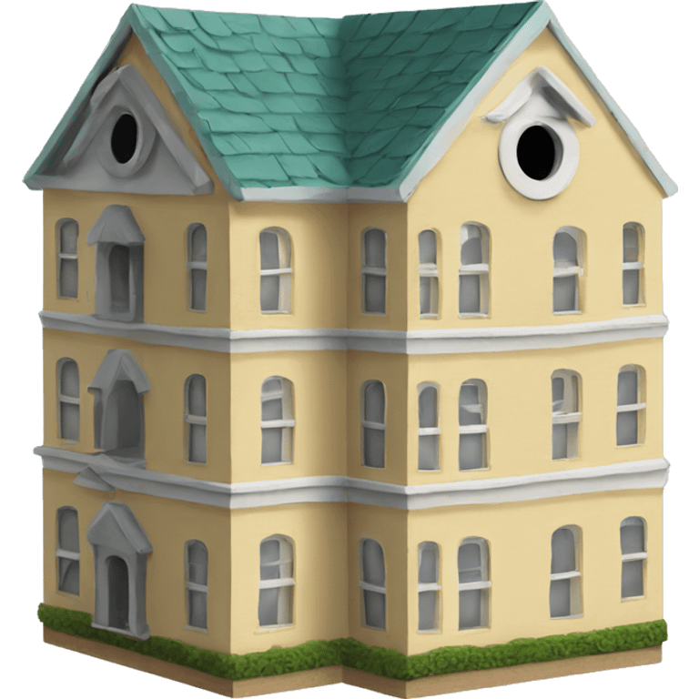 Apartment building shaped birdhouse for birds emoji