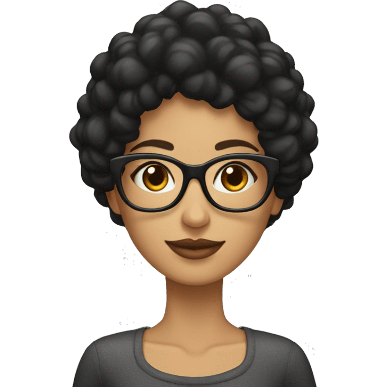 Mujer morena pelo largo negro y lentes emoji