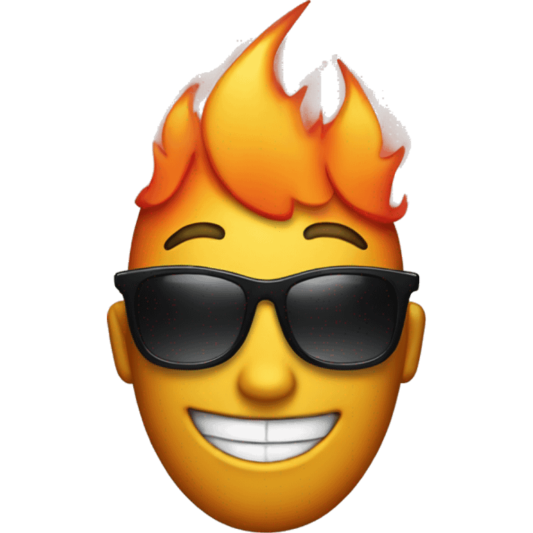 fire smiling with a smirk and sunglasses emoji