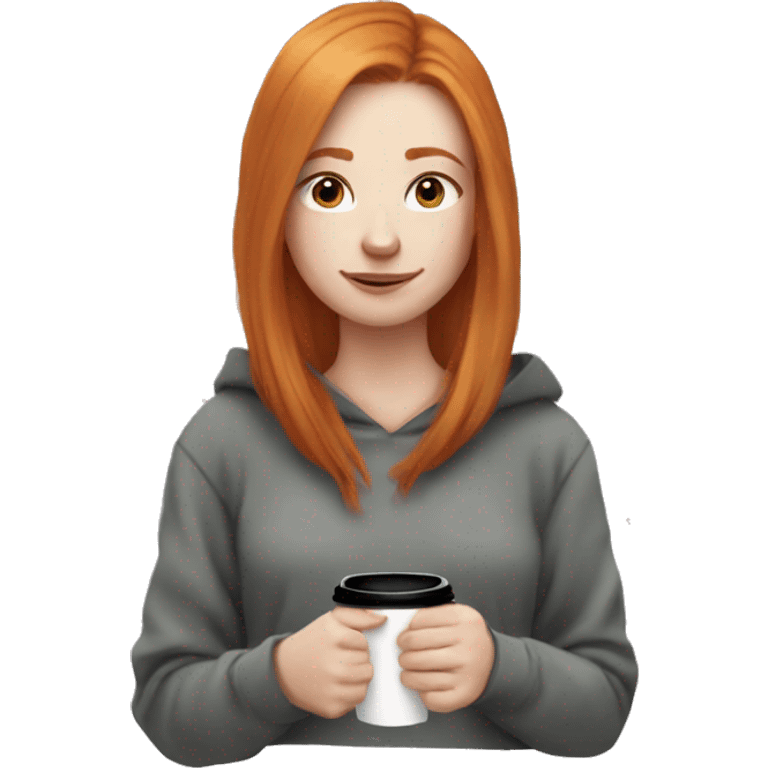 Aesthetic Ginger girl straight thick hair and a coffee emoji