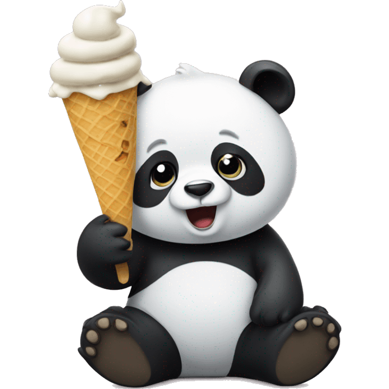 Panda eating ice cream emoji