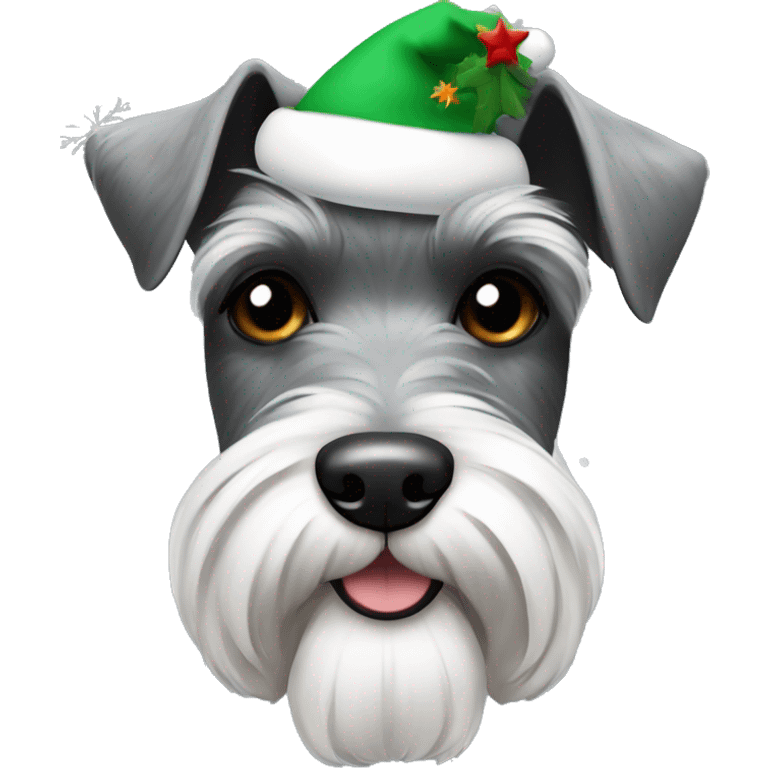 Schnauzer gray white black with Christmas vibes  emoji