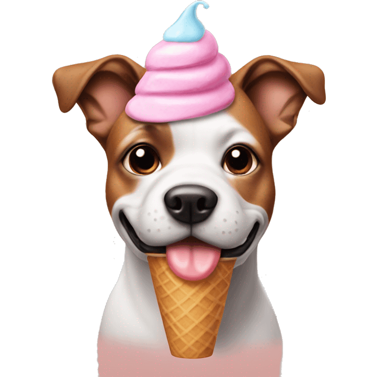 A dog with an ice cream hat emoji