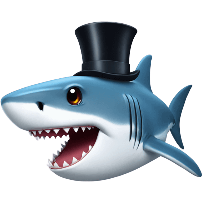 Shark with a top hat emoji