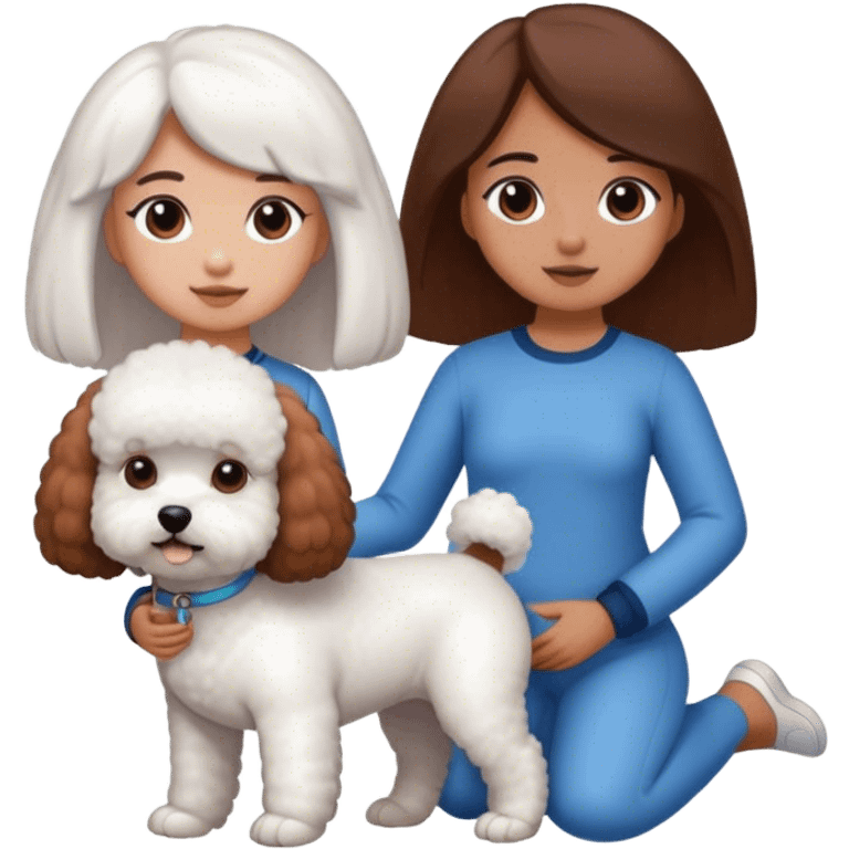 Bichon frise and a tanned girl with long straight brown hair emoji