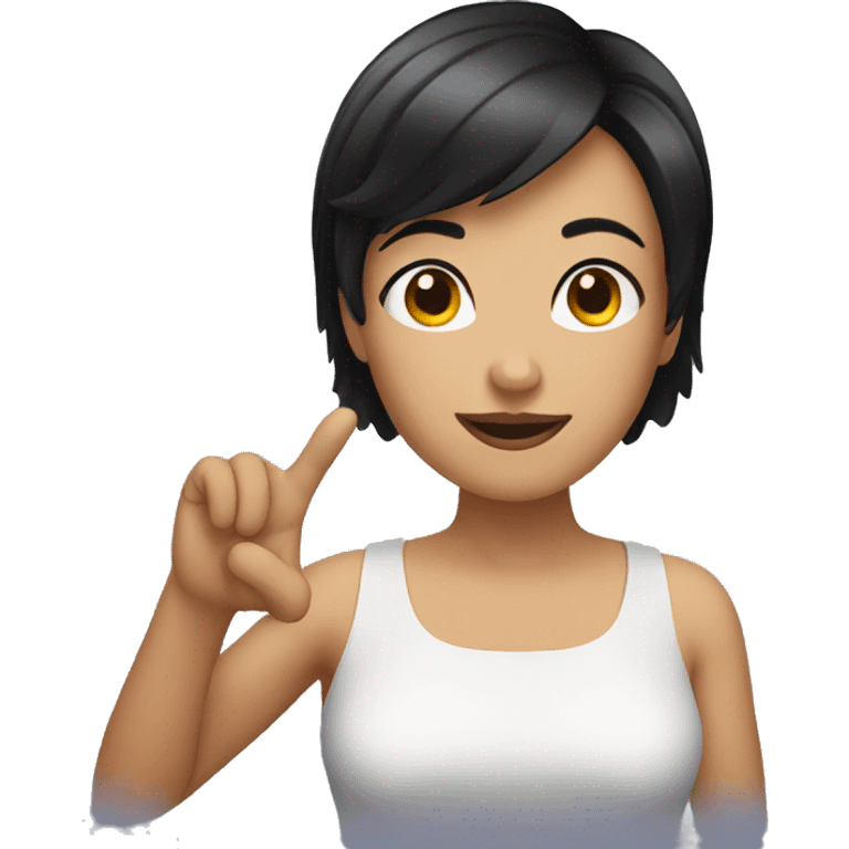 woman with short black hair doing ok gesture emoji