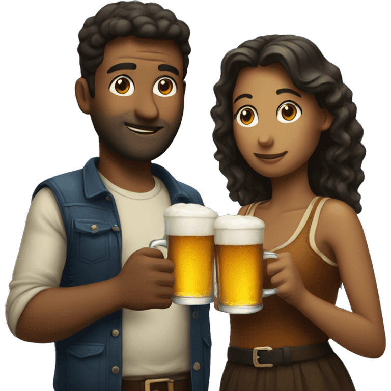 man and woman drinking beer emoji