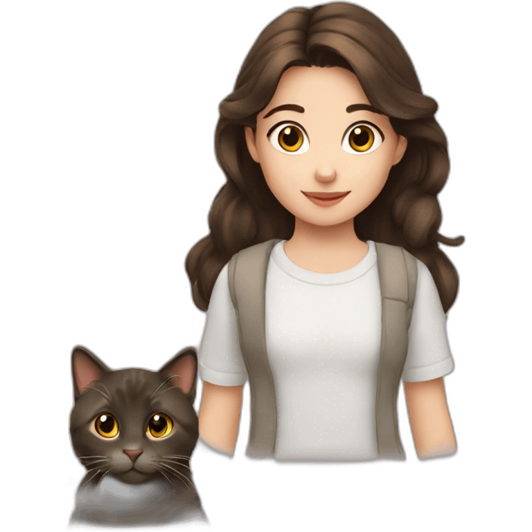 Kid brunette Anastasia cat lover emoji