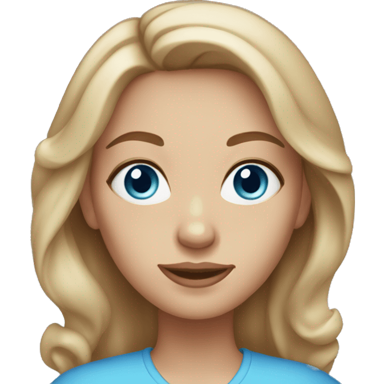 woman with light brown hair and blue eyes with long eyelashes emoji