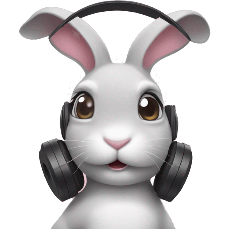 Bunny looking surprised with headphones on emoji