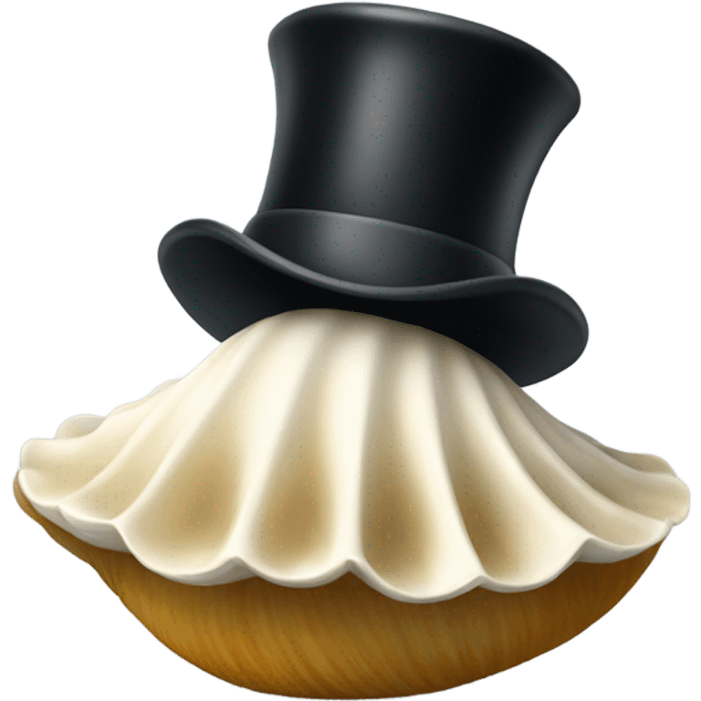 A clam wearing a top hat emoji