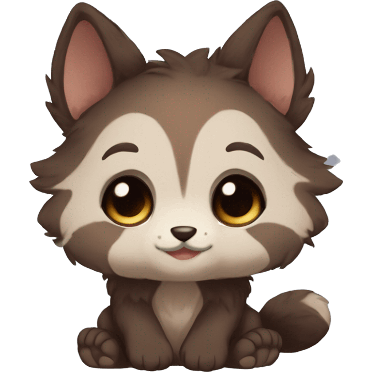 Anthro Shy Cute Cool Kawaii Chibi Dark Brown Furry Animal Anthro Sona emoji