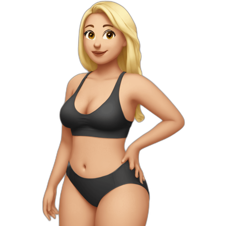 Slim-Thicc caucasian woman swimsuit posing emoji