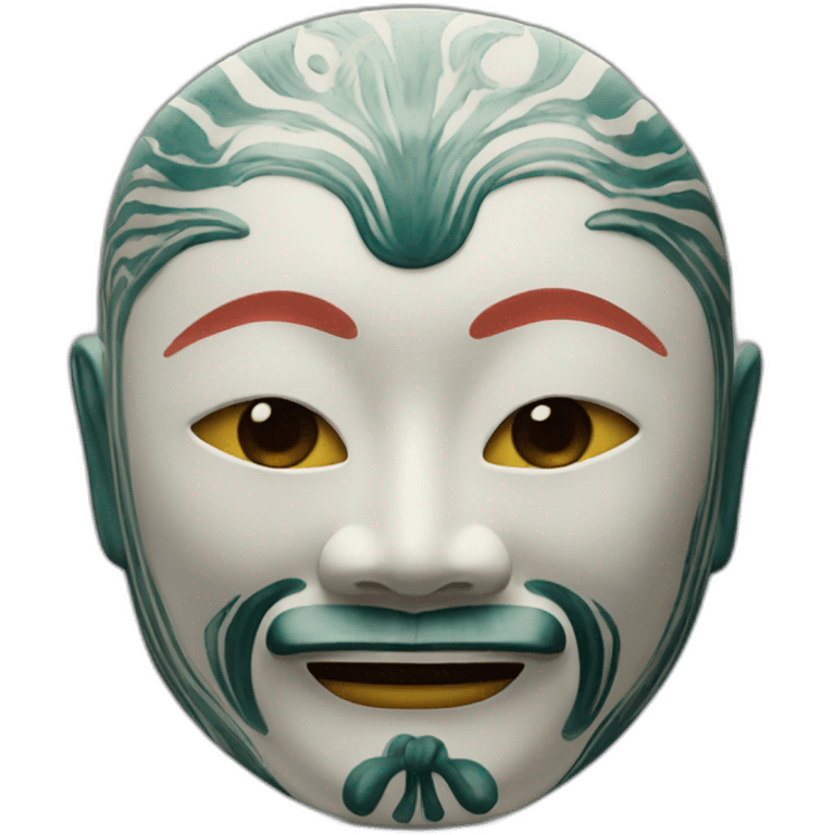 chinese ceramic with noh style mask emoji