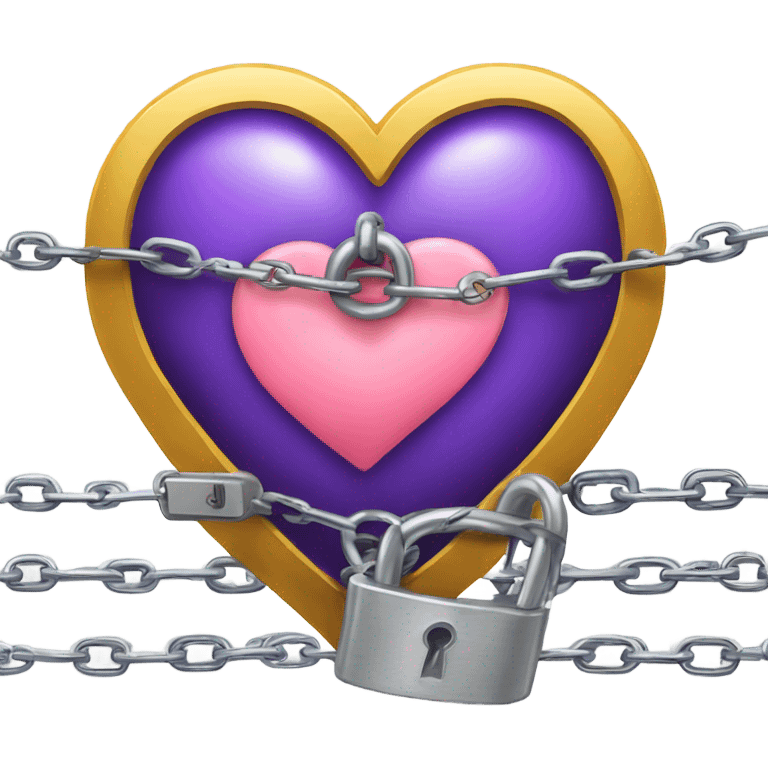 a heart, with a chain and padlock wrapped around emoji