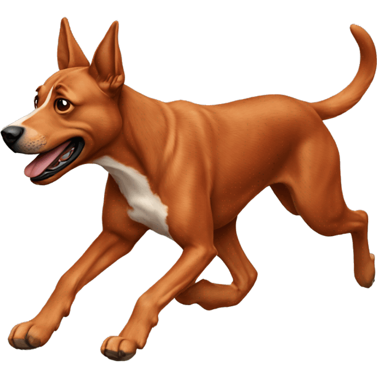 realistic solid red dog with pointed ears running emoji