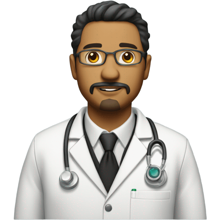 Full Latino man with goatee and science lab coat emoji