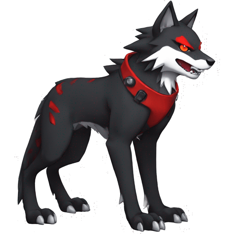  Cool Edgy Black Red Digimon-Fakemon-Wolf full body emoji