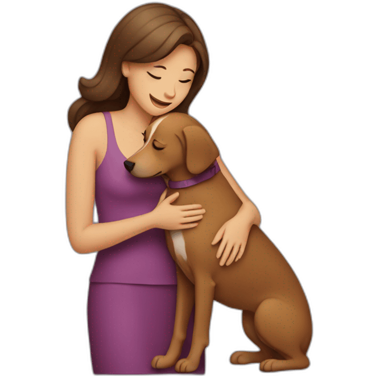 woman hugging a dog emoji