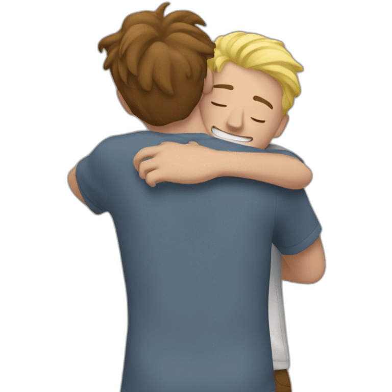 Two white guys hugging emoji