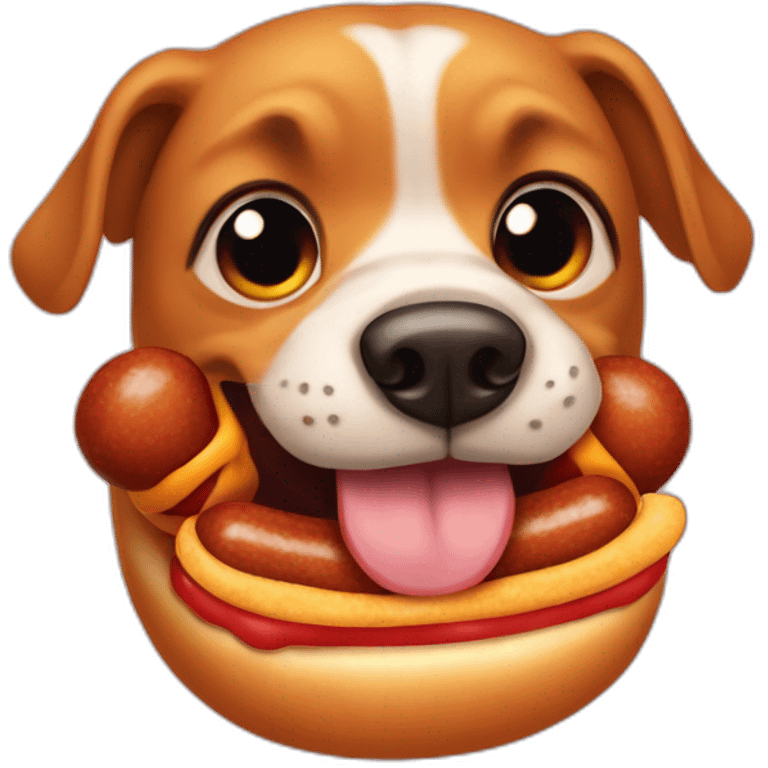 a hotdog in dog's mouth emoji