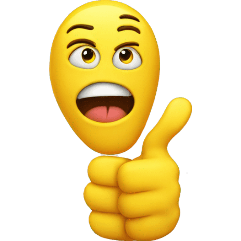 yellow traumatized emoji face showing a thumbs up emoji