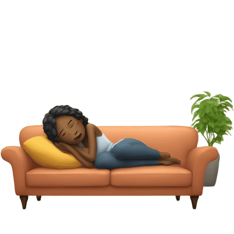 a womas resting on a sofa in the living room emoji