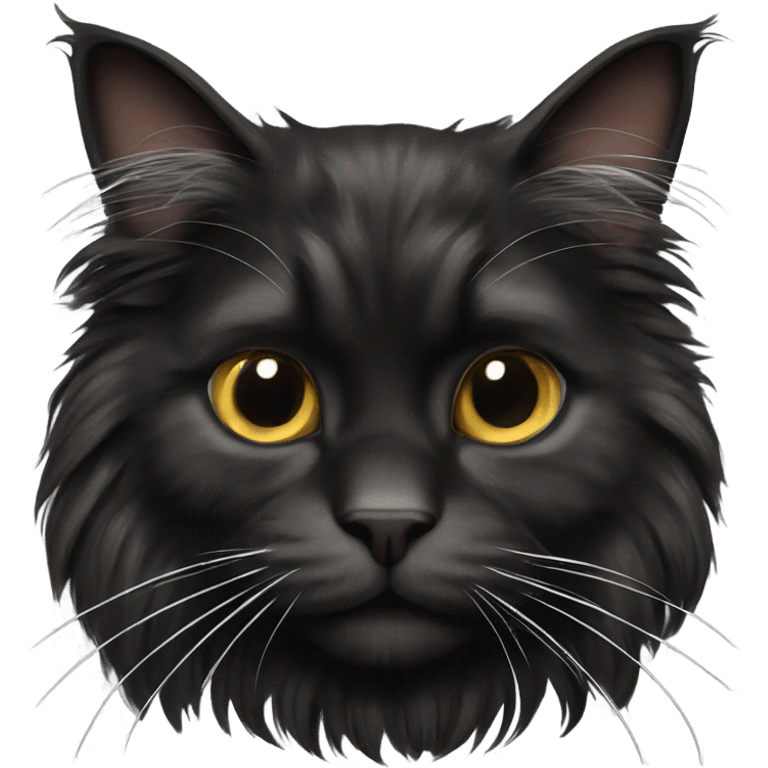 Fluffy black Maine coon cat emoji