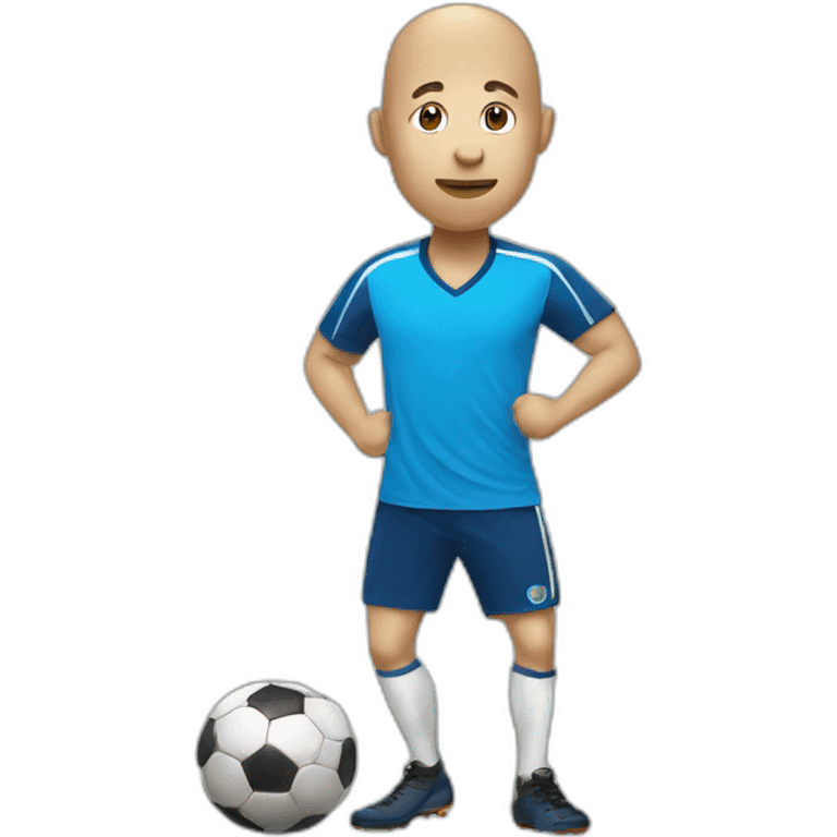 Thin white Potato playing soccer with a blue shirt emoji