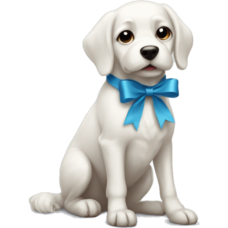 white dog with a ribbon on emoji