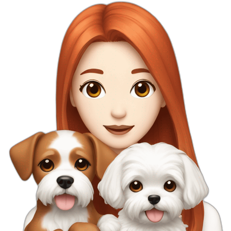 Red-haired K-pop singer with dog maltese emoji