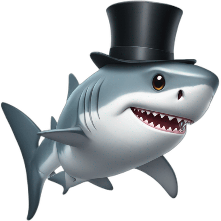 Shark with a top hat emoji