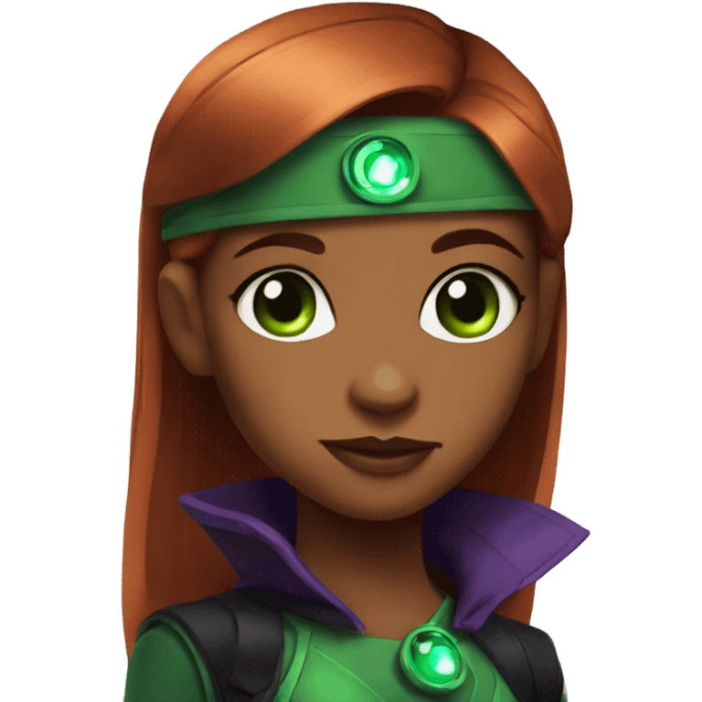 Teen Titans Starfire, green eyes, dark brown skin emoji