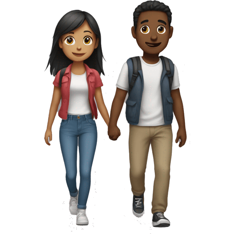 girl and a guy walking together emoji