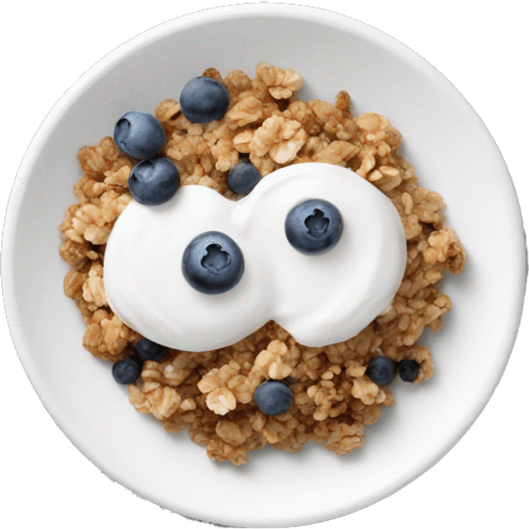 plate with yogurt granola and blueberries emoji