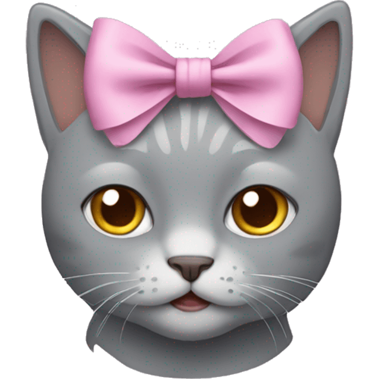 grey cat with a bow emoji