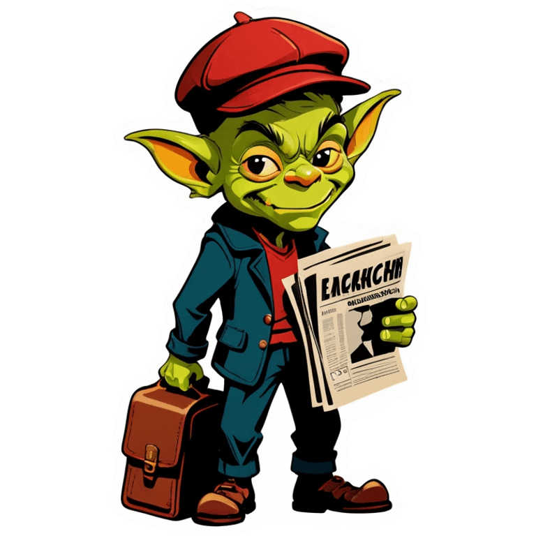 A goblin newsboy emoji