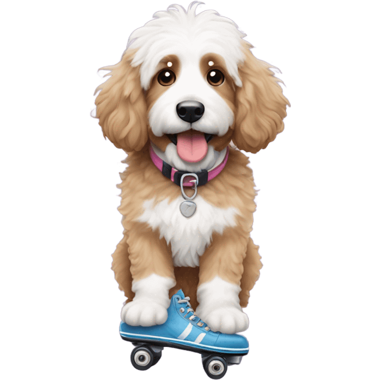 Bernedoodle with rollerskates emoji