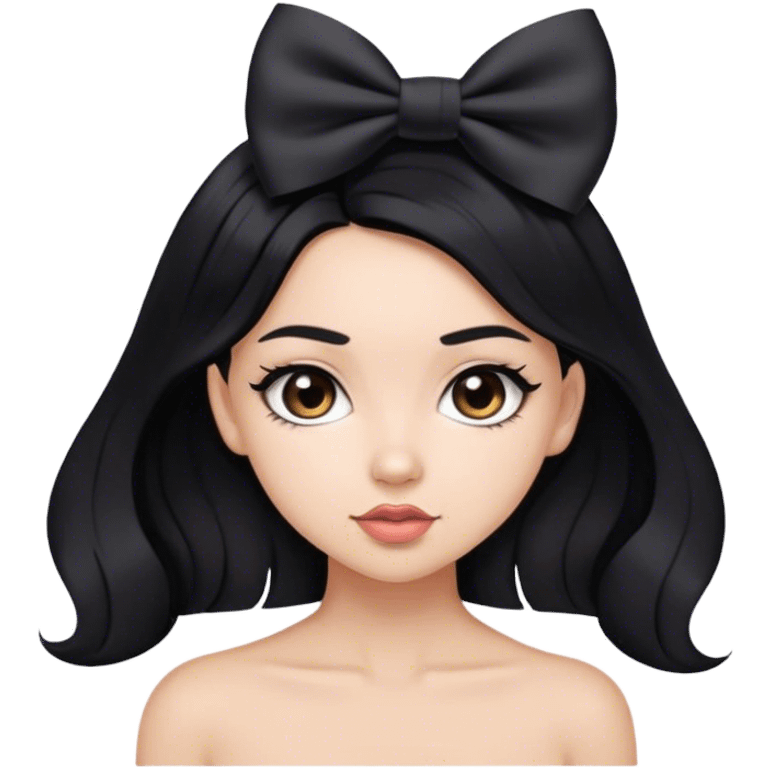 Beautiful brunette girl with black hair bow emoji