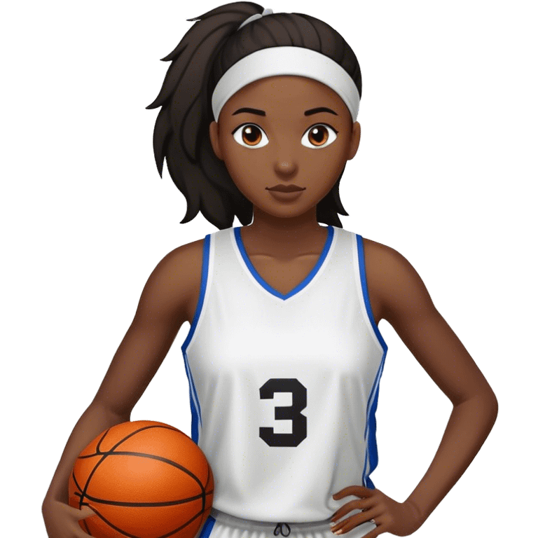 Female black basketball player with #3 blank jersey  emoji